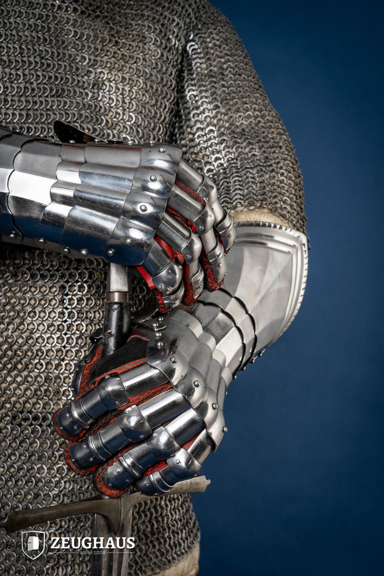 Gothic Gauntlets 1.6mm Polished Steel Armor - Medieval LARP Costume Accessories for Cosplay & Renaissance Fairs