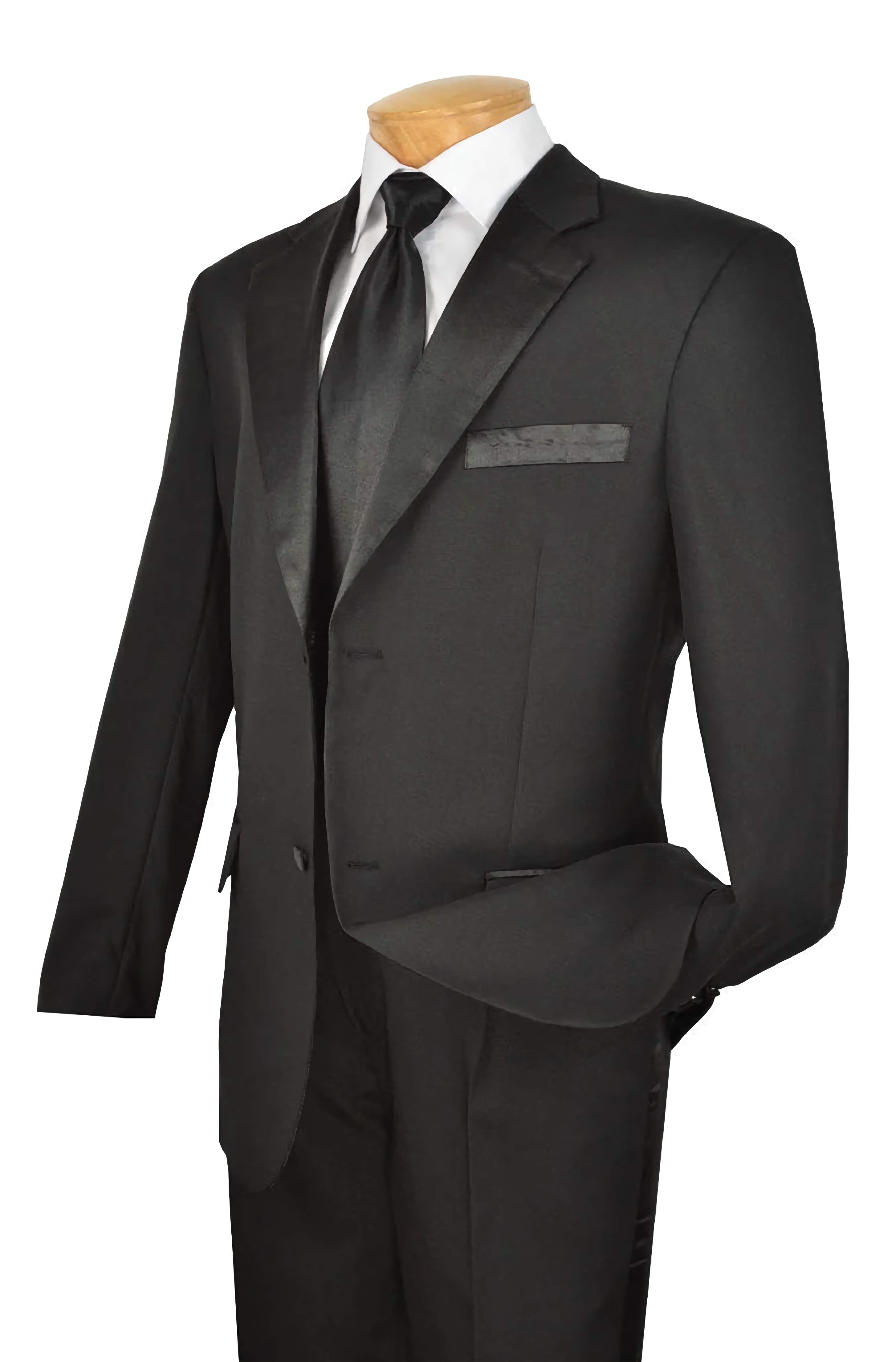Royale Collection Men's Black Regular Fit 2-Piece Tuxedo Suit for Weddings, Prom & Formal Events