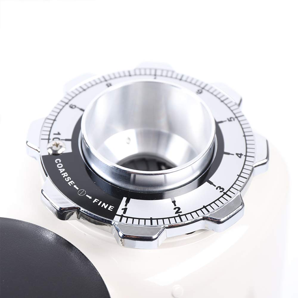 350W Commercial Electric Espresso Coffee Grinder with Flat Burr - 1.2kg Hopper Capacity, 110V Bean Milling Machine (White) - Perfect for Cafes, Restaurants & Home Baristas