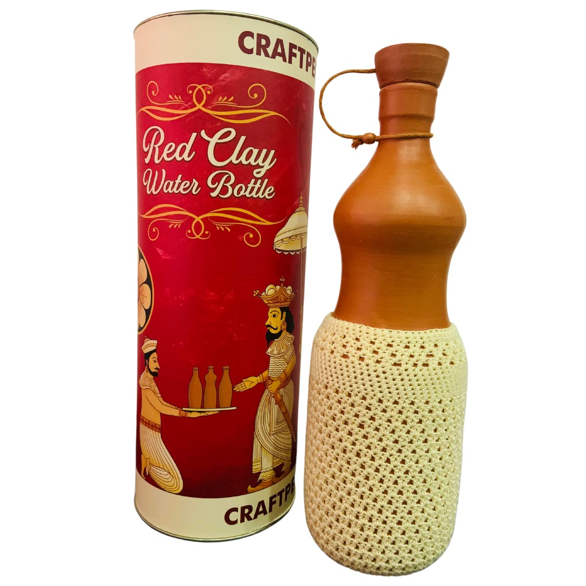 Eco-Friendly Terracotta Clay Water Bottle with Cork Lid - Handmade, Durable & Sustainable Unglazed Red Clay Earthenware | Plastic-Free, Premium Quality | Perfect for Yoga, Hiking, Gym & Outdoor Activities