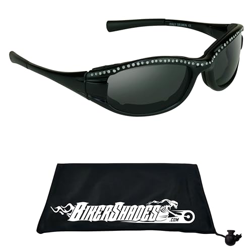 Mirrored Smoke/Black W/Rhinestones