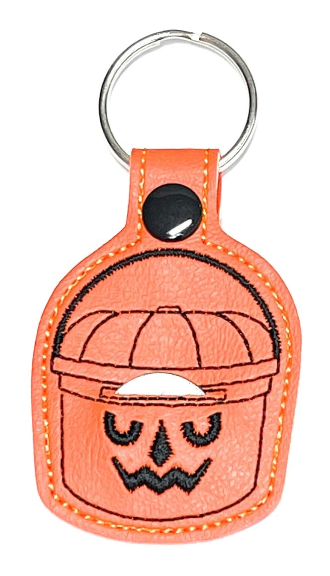 Halloween Pumpkin Pail Bucket Shaped Keychain & Quarter Holder - Orange Aldi Shopping Accessory for Grocery Carts, Trick-or-Treating, and Key Organization