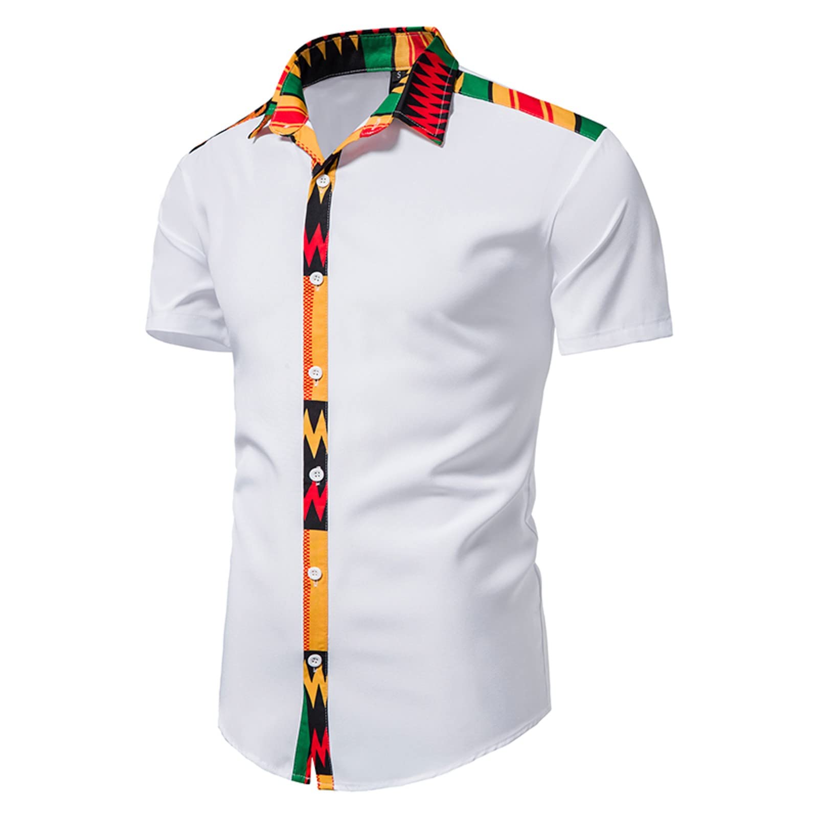 Uoki Men's Casual Hawaiian Shirt - Tropical Beach Shirt for Spring & Summer | Breathable White Short Sleeve Shirt for Vacation, Pool Party & Outdoor Activities