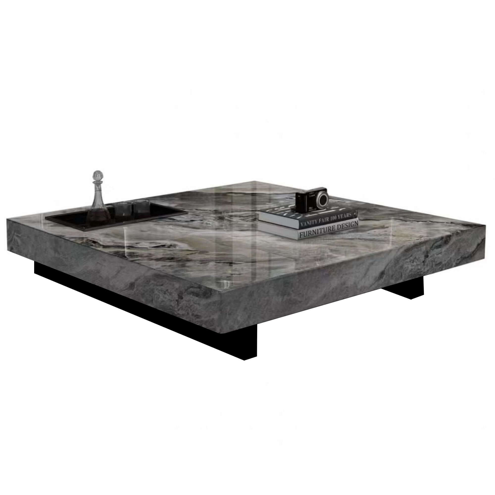 Luxury Square Marble Coffee Table with Metal Legs - Modern Living Room Centerpiece for Home Decor