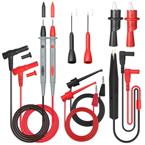 Professional Multimeter Test Leads Kit with Hooks & Clips - for Electrical Testing & Circuit Repair