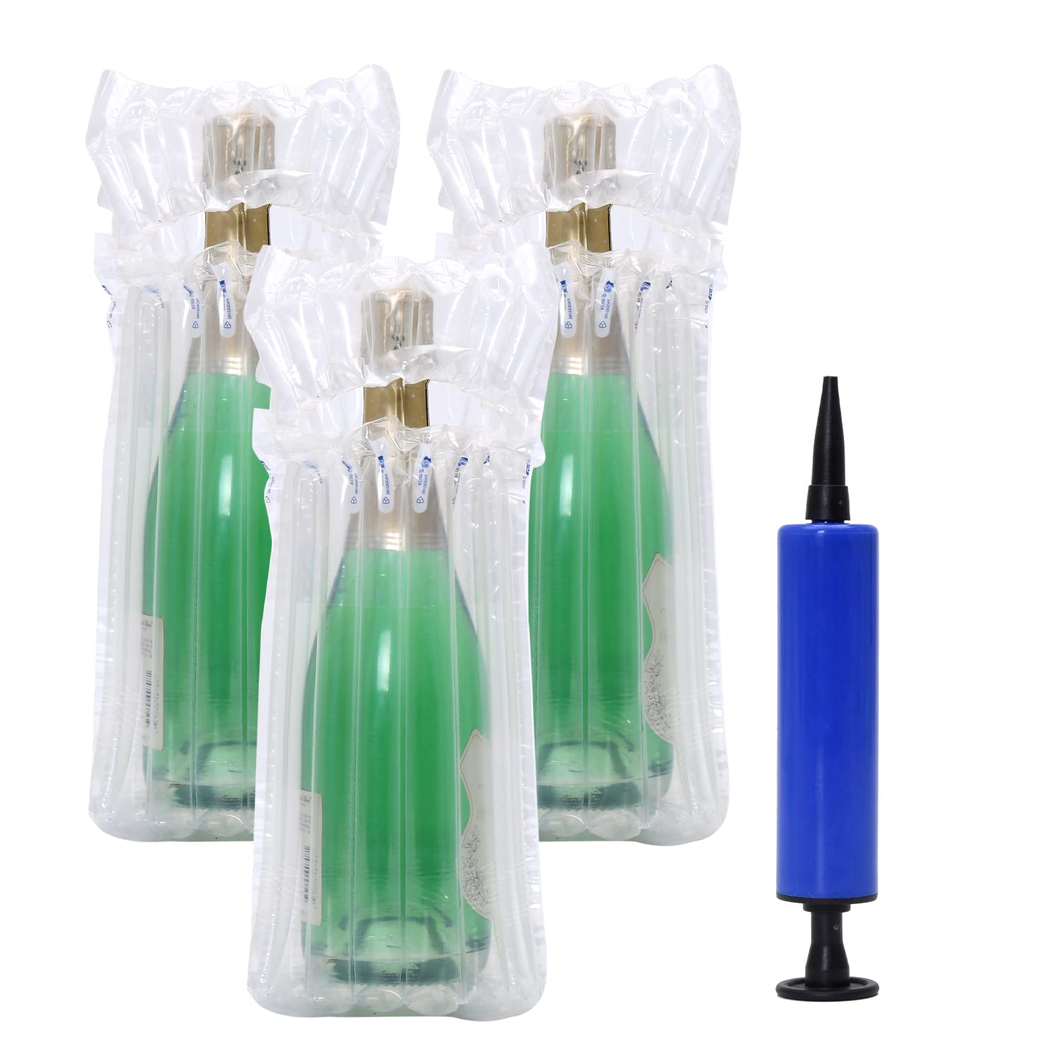 32-Pack Inflatable Wine Bottle Protector for Travel - Reusable Air Column Cushion Bags with Free Pump | Wine Shipping Packaging, Airplane Safe | Perfect for Gifts, Moving & Wine Delivery