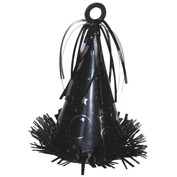 Black Party Hat Balloon Weight - Decorative Balloon Holder for Birthday Parties, Baby Showers & Events - Heavy Duty Base for Helium Balloons