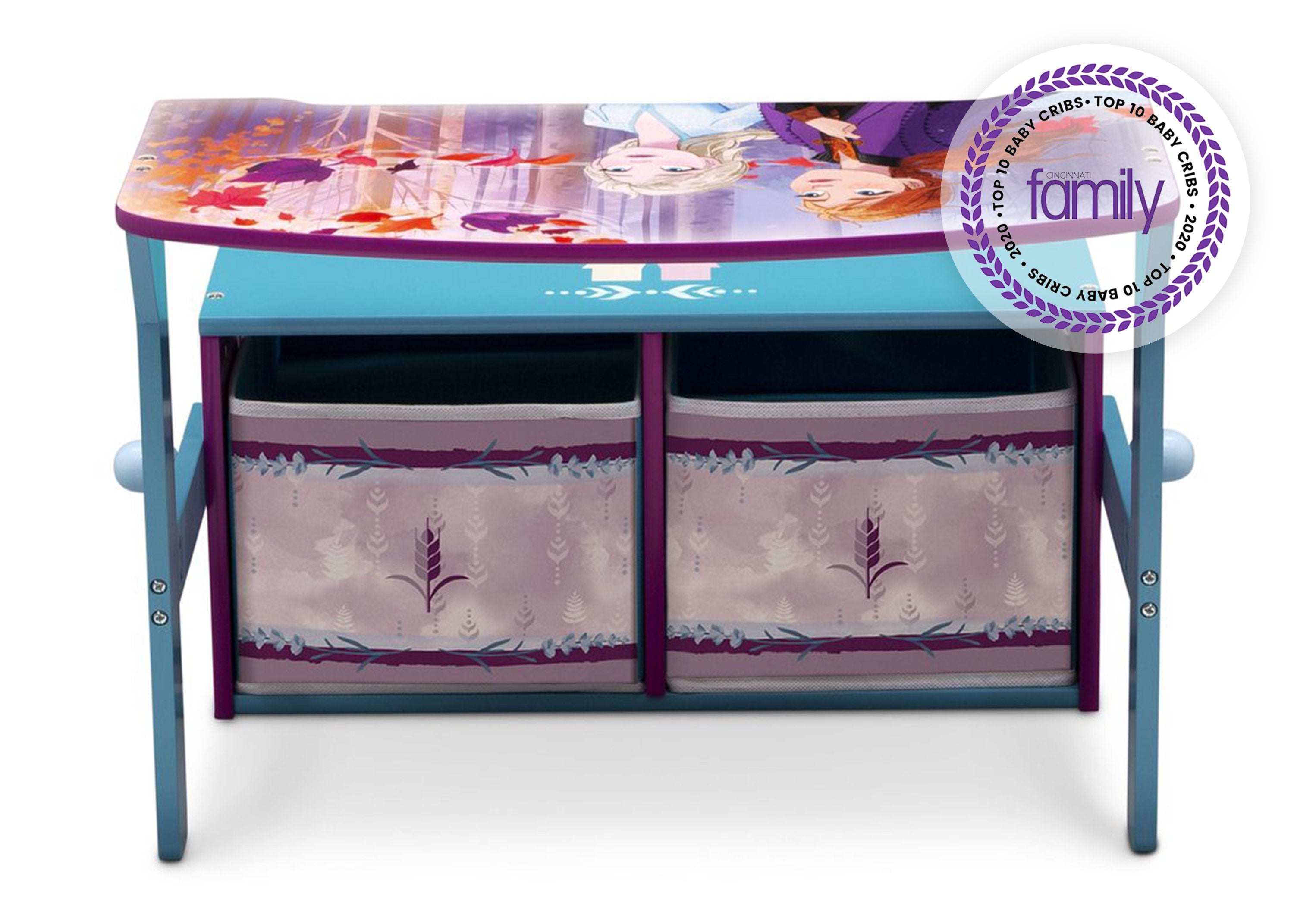 Frozen II Convertible Activity Bench for Kids - Multifunctional Toy Storage & Play Table - Perfect for Bedroom, Playroom & Nursery - Disney Frozen Themed Furniture