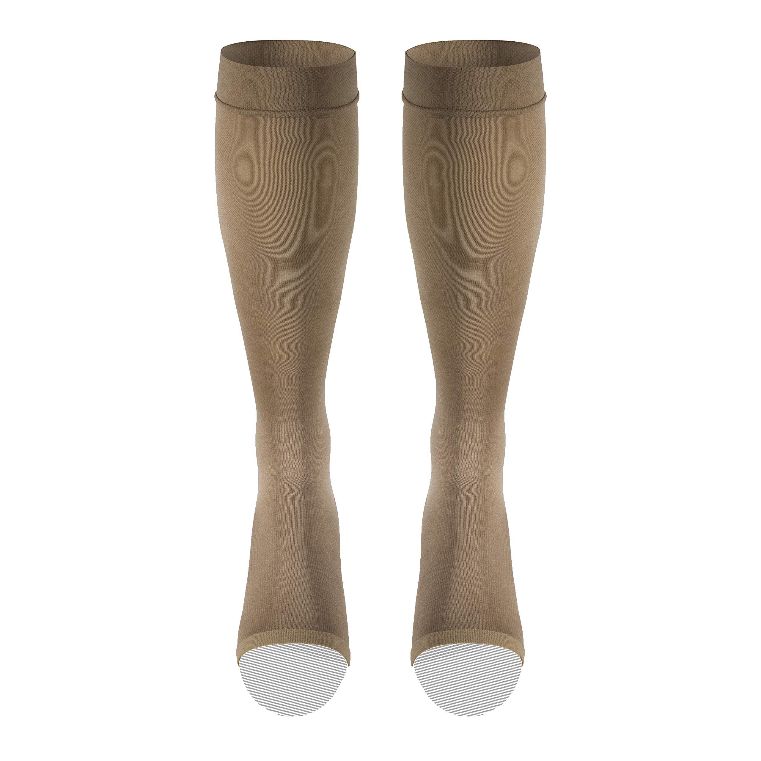 Truform Women's Compression Stockings 20-30 mmHg Knee High Open Toe Opaque Beige Small - Medical Support Socks for Varicose Veins, Swelling & Circulation - Perfect for Nurses, Travel & Pregnancy