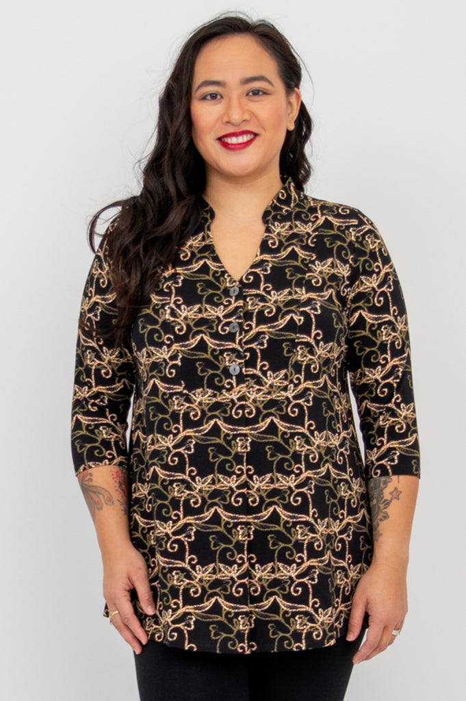 Edwina Women's Bamboo V-Neck Top - Soft & Breathable Bijou Blouse for Casual Wear, Office & Summer Outfits