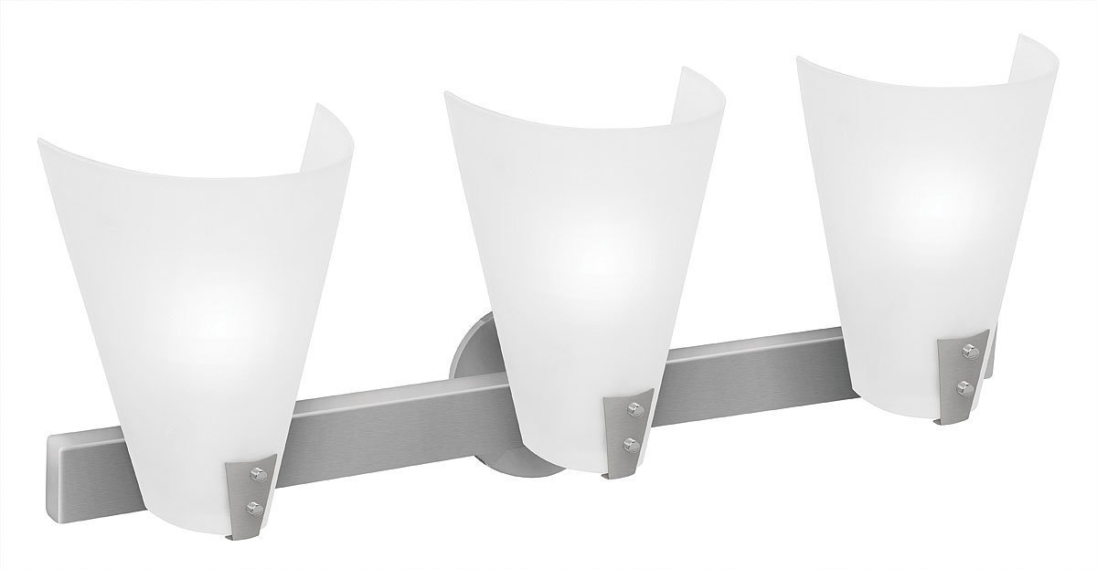 Access Lighting 23993-BS/LFR Vapor 3-Light Wall or Vanity Light Fixture - Brushed Steel Finish with Frosted Glass Shades - Perfect for Bathroom, Bedroom, and Dressing Room Lighting