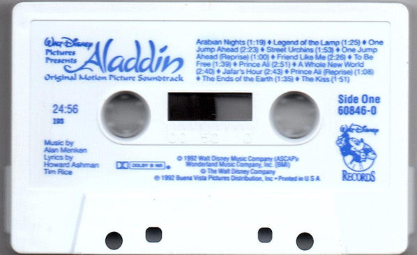 Aladdin Original Motion Picture Soundtrack by Alan Menken, Howard Ashman & Tim Rice - Cassette Album (NM/Mint Condition) - Perfect for Disney Fans & Movie Soundtrack Collectors