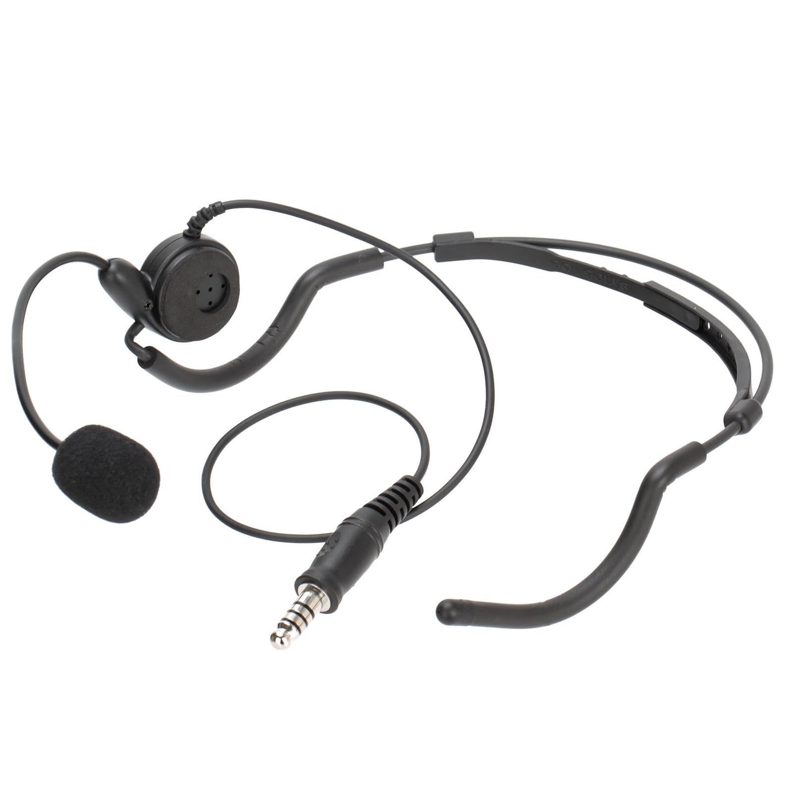 7.1mm Bone Conduction Headset with Microphone for Two-Way Radio - Black | Hands-Free Walkie Talkie Earpiece for Security, Construction & Outdoor Activities