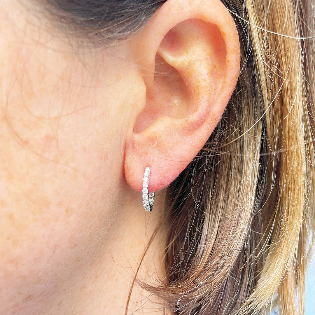 0.50 Carat Diamond 14K White Gold Small Hoop Earrings for Women - Elegant Everyday Jewelry Gift for Her, Perfect for Work, Date Night & Special Occasions
