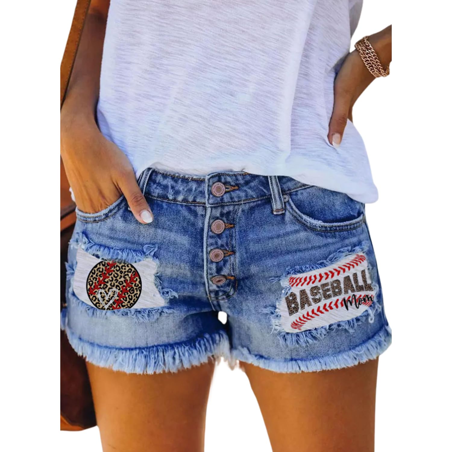 Women's Mid Rise Ripped Denim Shorts - Stretchy Jean Shorts with Pockets for Casual Summer Outfits | Perfect for Beach, Shopping & Vacation Wear