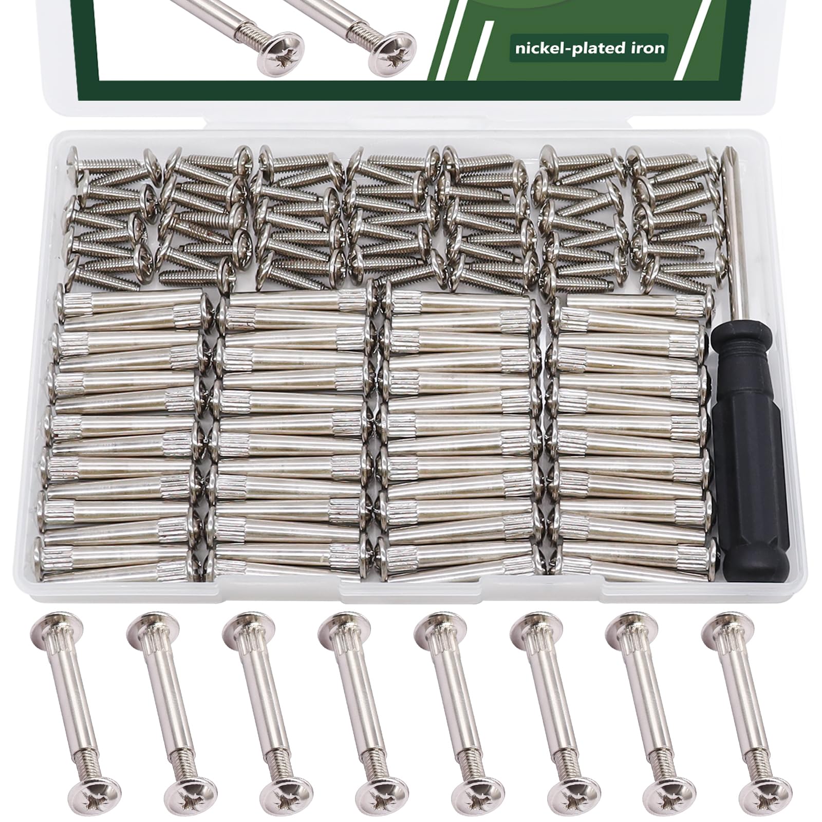 130PCS M4 Furniture Joint Connector Bolt & Cap Nut Kit - Cabinet Panel Screws for Wood Door, Bookshelf, Crib Assembly - Durable Metal Fasteners for DIY Home Furniture Projects