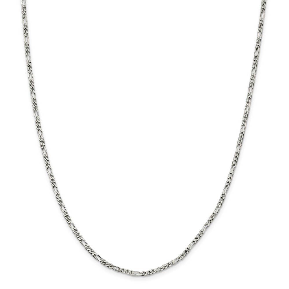 2.5mm Sterling Silver Figaro Chain Necklace for Men & Women