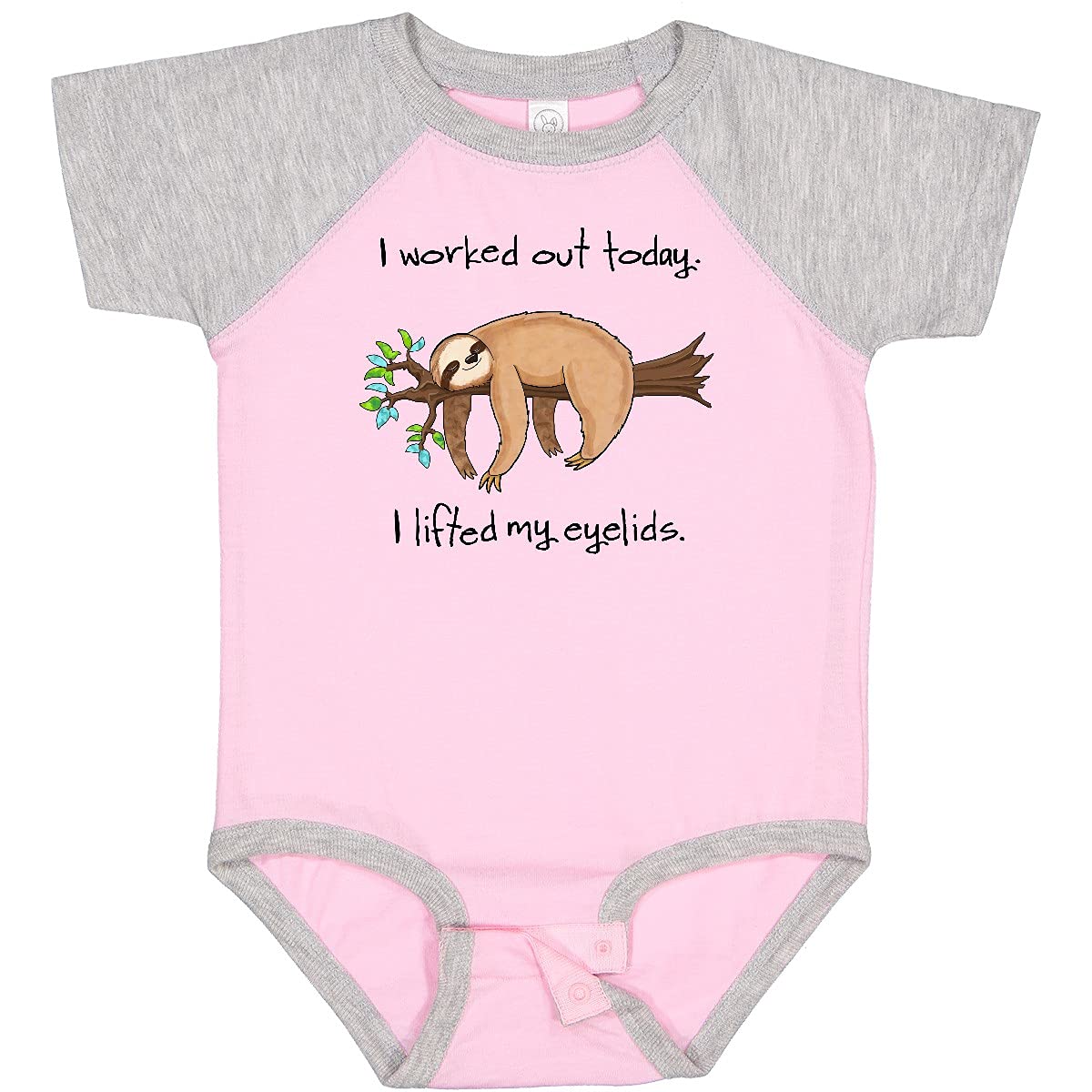 Inktastic 'I Worked Out Today - Lifted My Eyelids' Cute Sloth Baby Bodysuit - Soft Cotton Onesie for Newborns & Infants - Perfect for Playtime, Gym Days & Funny Baby Photo Shoots