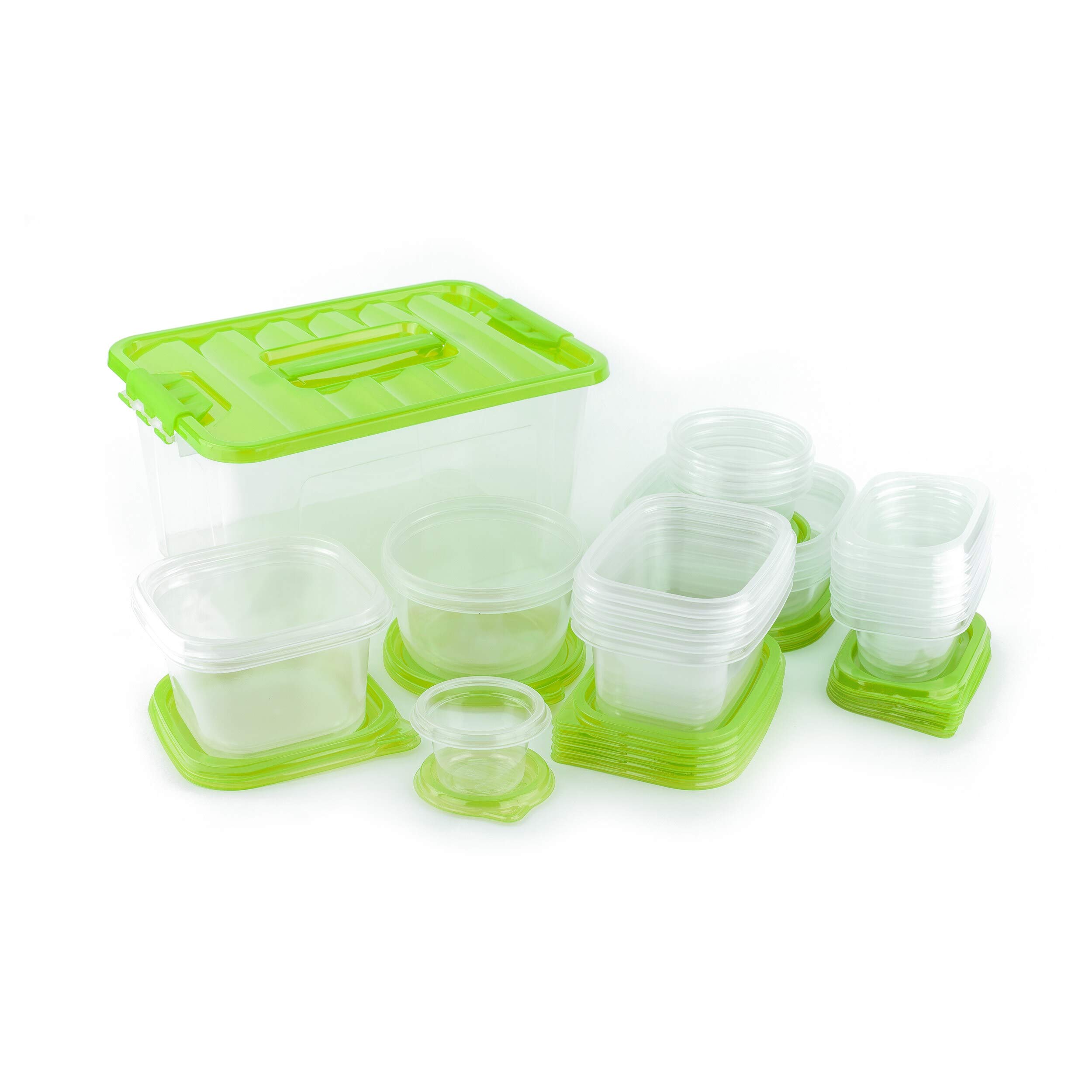 54-Piece Plastic Food Storage Container Set with Airtight Lids - BPA-Free, Stackable, Microwave & Dishwasher Safe (Green) - Perfect for Meal Prep, Leftovers & Pantry Organization