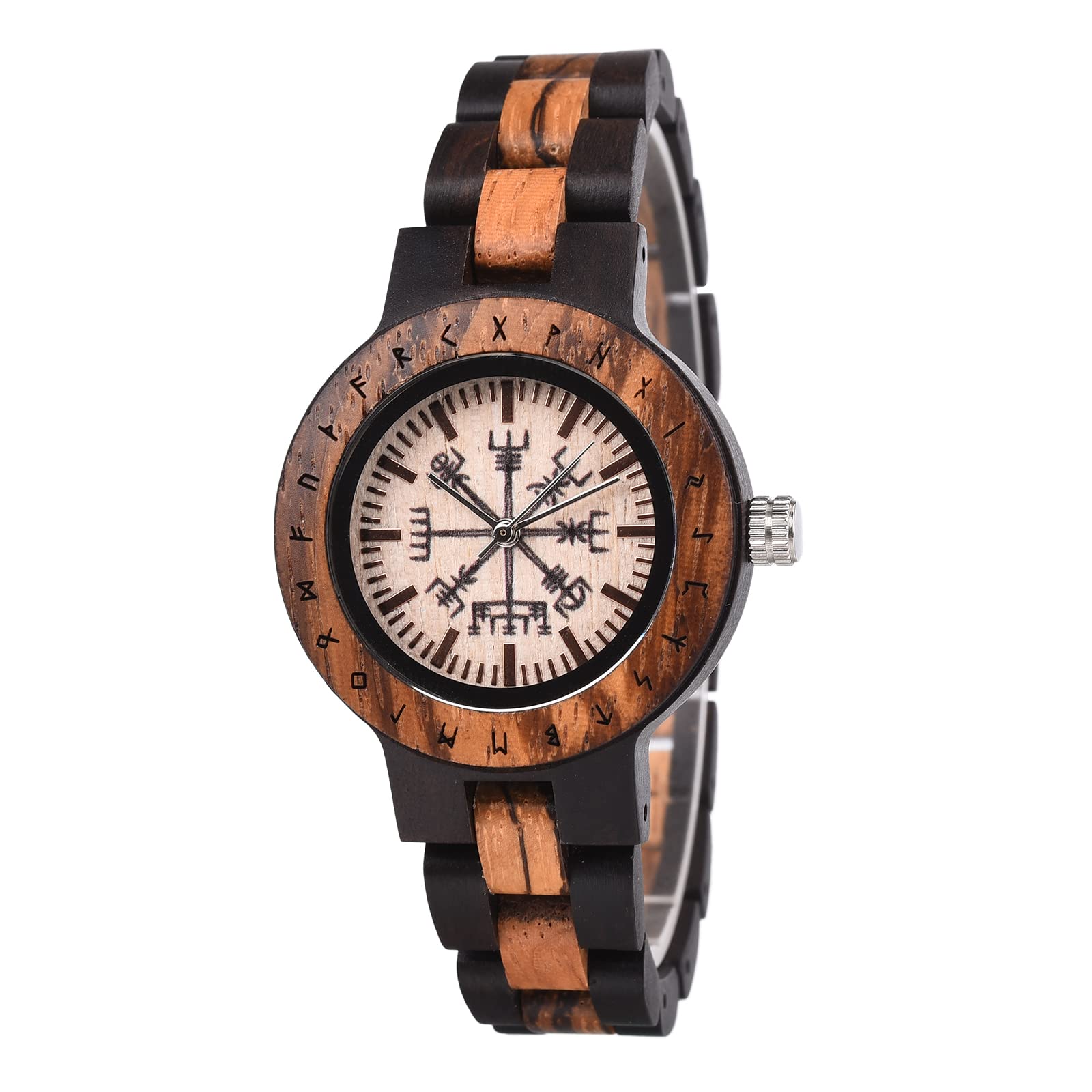 Vikingenes Handmade Wooden Watch - Stylish Wooden Wristwatch for Men & Women, Perfect for Outdoor Adventures, Casual Wear & Unique Gifts