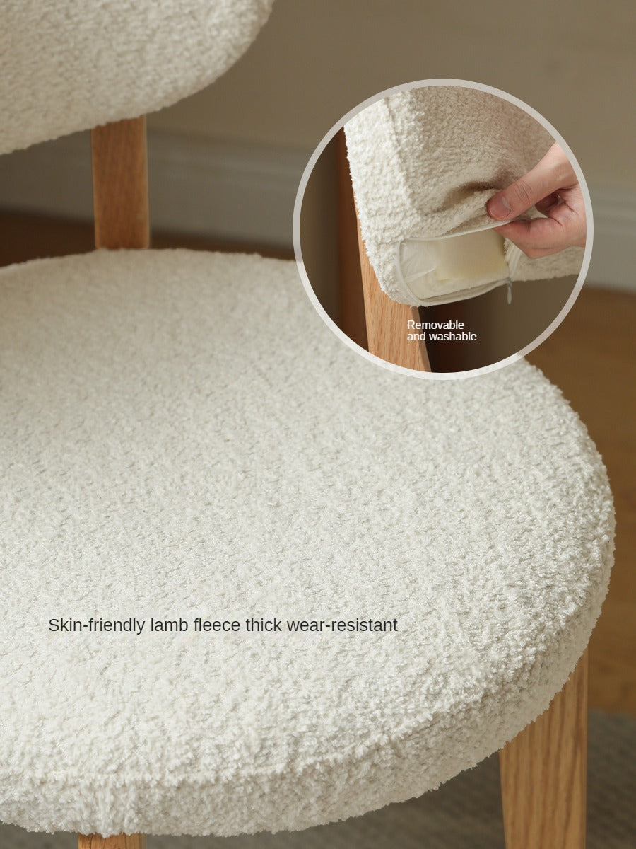 Premium Oak Solid Wood Makeup Stool with Soft Lamb Velvet Upholstery - Perfect for Vanity, Dressing Table & Bedroom Decor