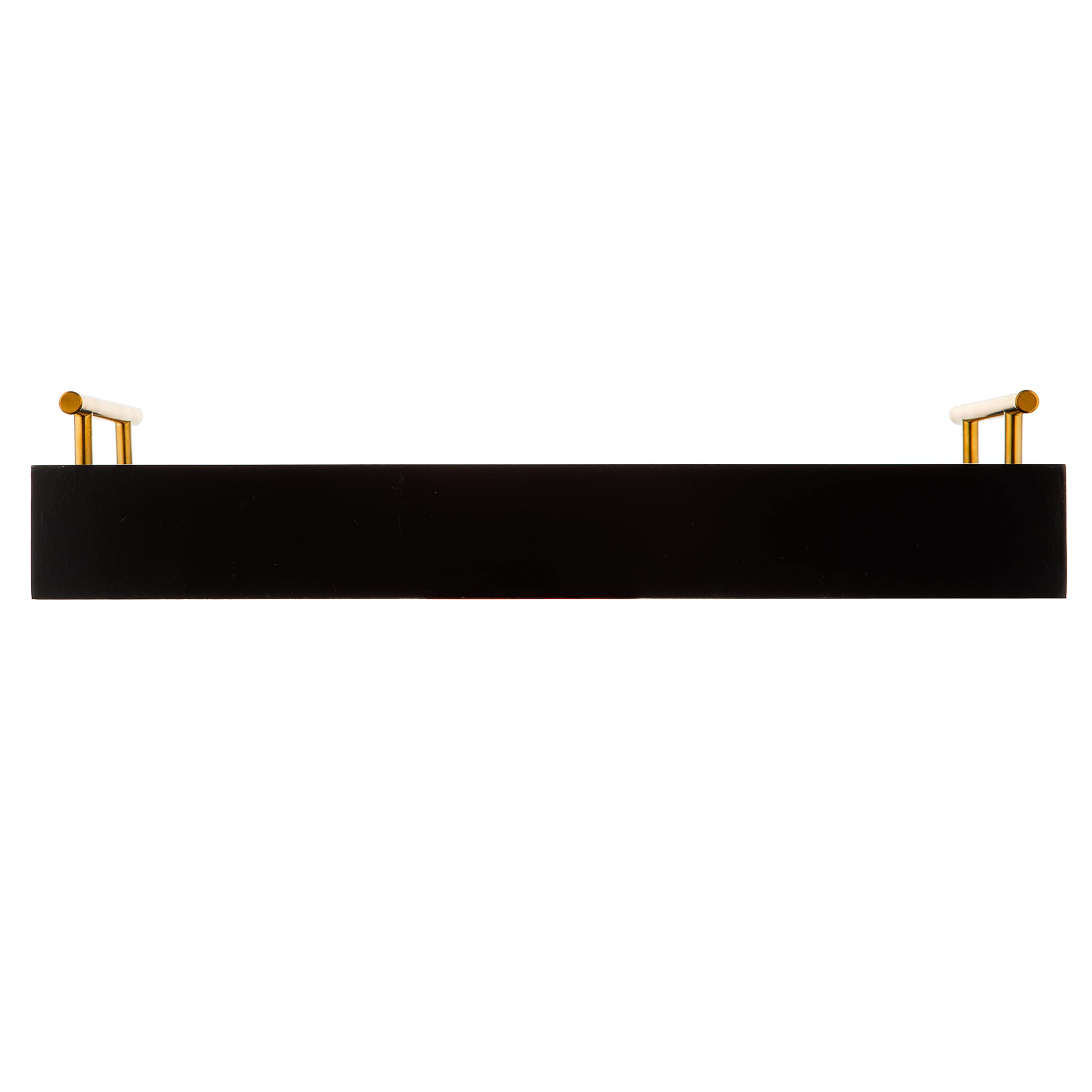 Premium Black Wooden Serving Tray with Metal Handles - 16