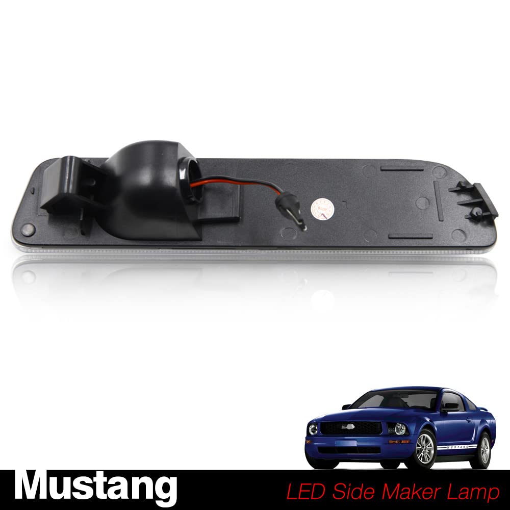 NJSBYL LED Side Marker Lights for Ford Mustang 2005-2009 - Red Rear Turn Signal Lamps with Clear Lens (Left/Right Pair) - Easy Installation & Durable Replacement for Enhanced Night Driving Safety