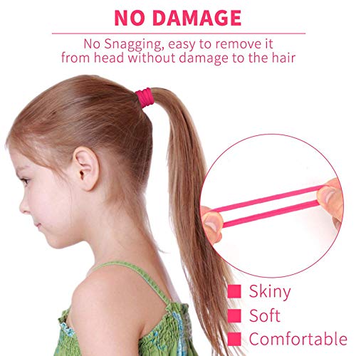 FAMEZA No Tangle Hair Ties for Women - 100 Pack Soft Cotton Ponytail Holders & Hair Bands for Everyday Use, Workout, Yoga and Sports