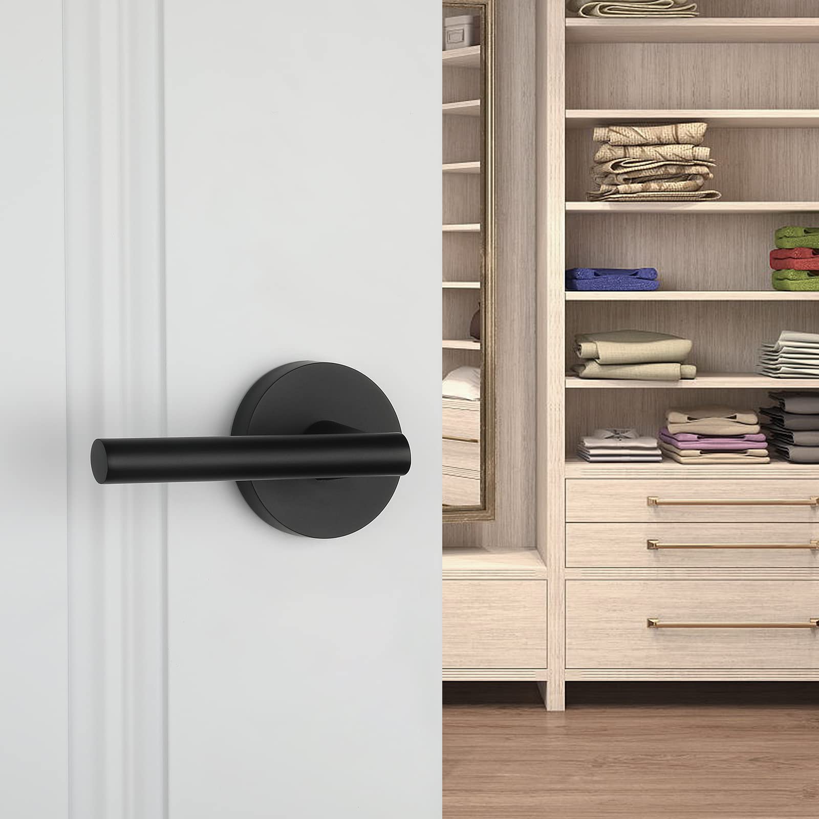 Haidms 3 Pack Matte Black Door Handles - Hallway, Closet & Laundry Room Lever Set - Durable Interior Door Knobs for Bedrooms, Bathrooms & Cabinets - Perfect for Home, Office & Commercial Spaces
