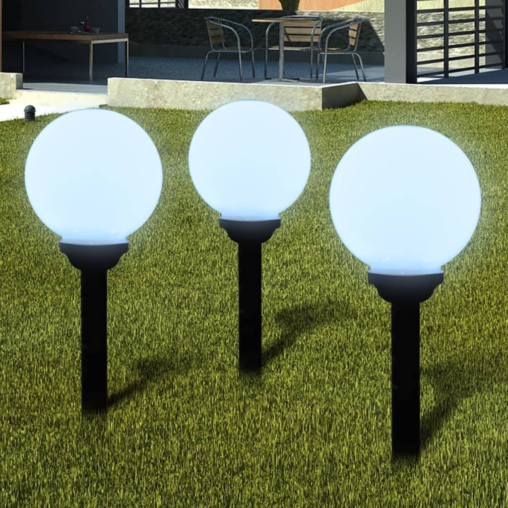 CHARMMA 7.9 Inch Solar Garden Lights - 3 Pack Waterproof LED Solar Ball Lights with Ground Spikes for Outdoor Pathway, Yard, Patio & Landscape Decoration