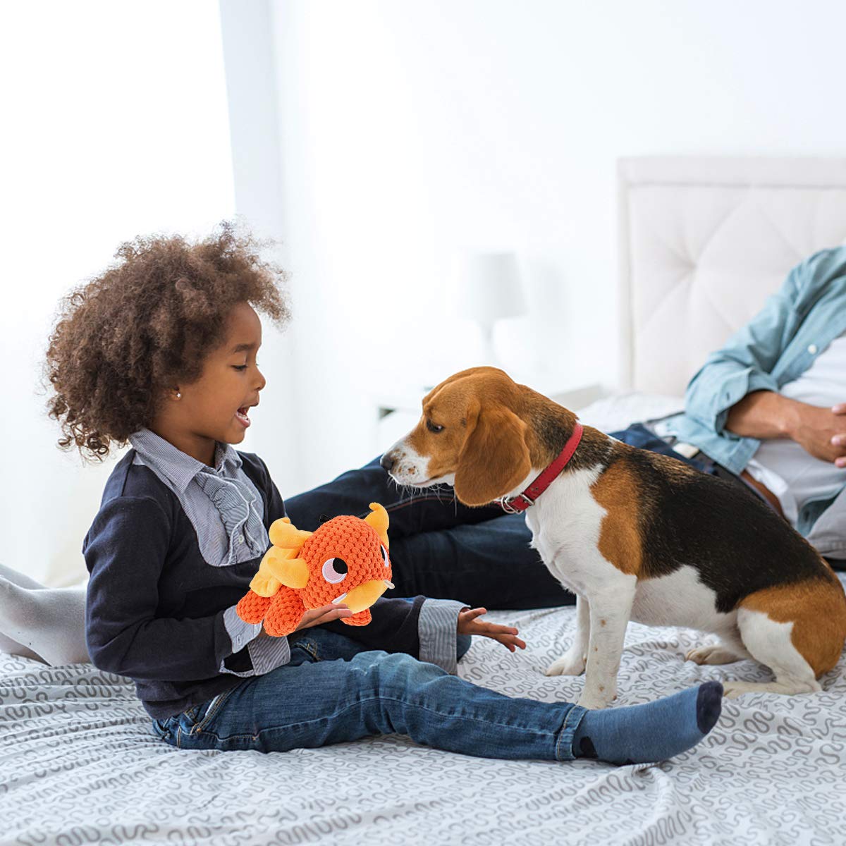 Durable Puppy Chew Toys for Teething - Soft Fluffy Stuffed Cotton Rope Plush Dog & Cat Toys for Boredom Relief - Perfect for Small, Medium & Large Breed Puppies & Adult Dogs - Great for Indoor Play, Training & Anxiety Relief