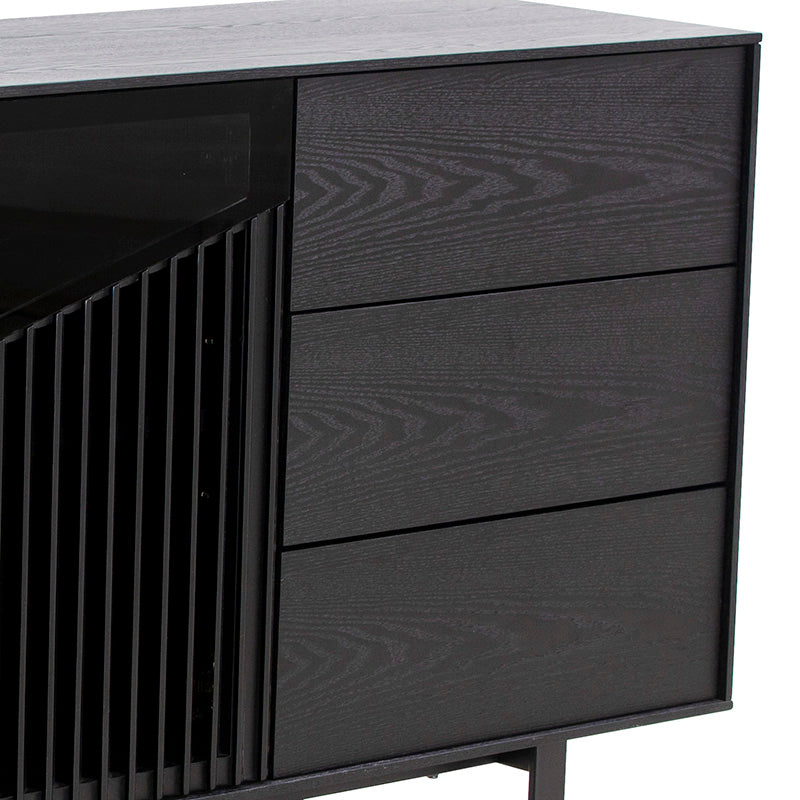 Modern MONTANA Sideboard Buffet Cabinet 160cm - Black Ash Finish for Dining Room Storage & Living Room Organization
