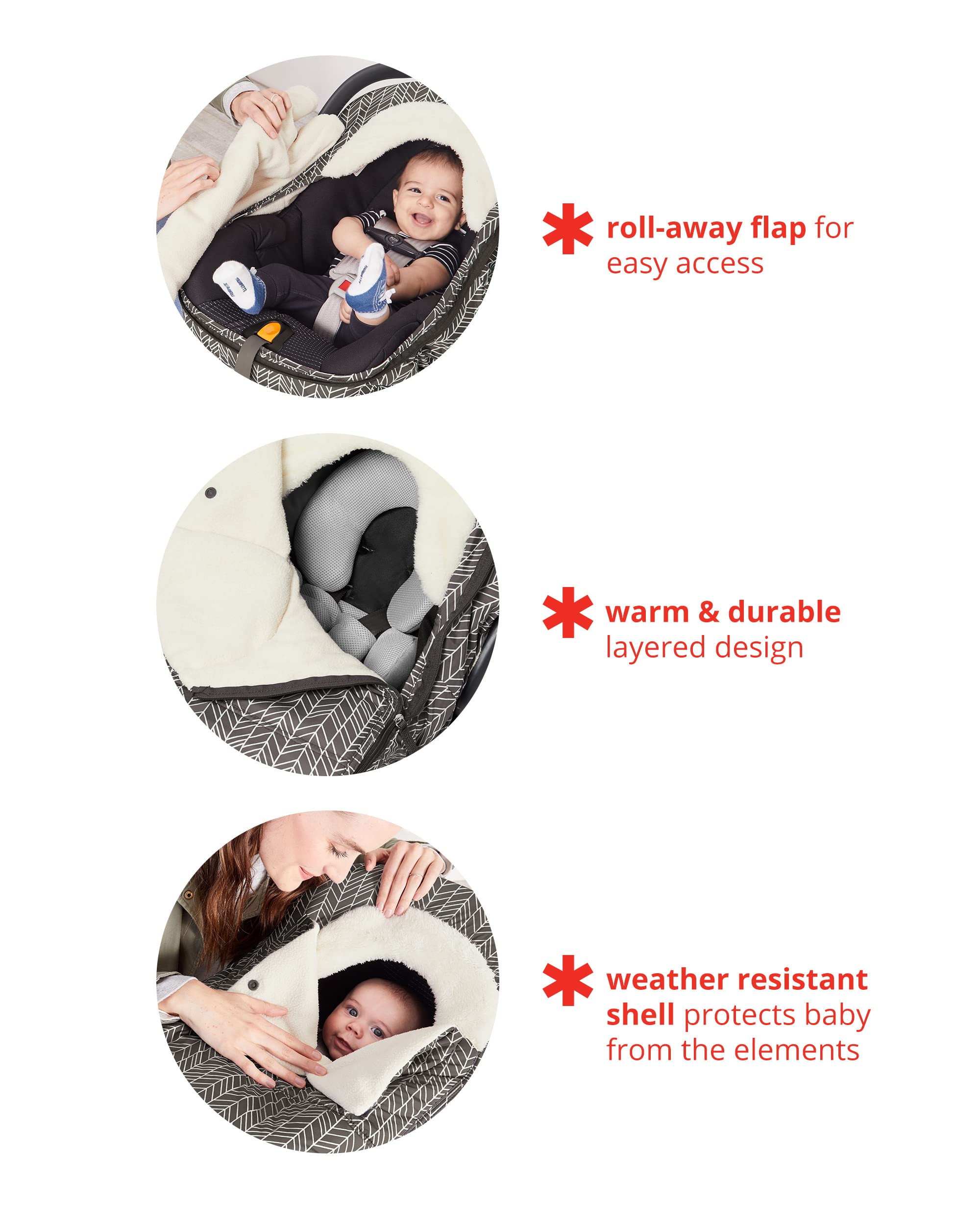 Skip Hop Winter Car Seat Cover for Baby - Stroll & Go Insulated Pram Blanket, Pink Heather | Warm & Cozy Infant Car Seat Protector for Cold Weather, Stroller & Shopping Trips