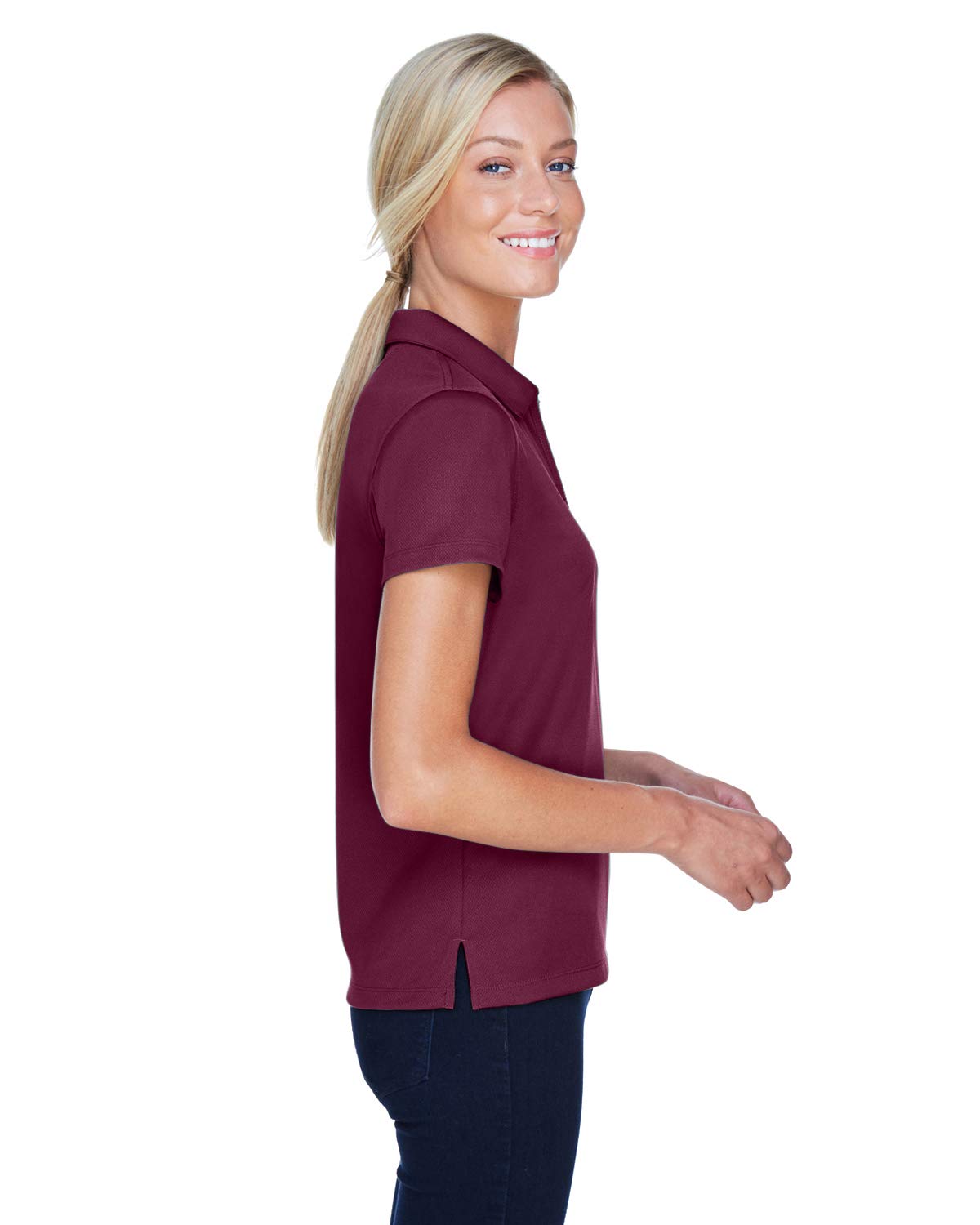 Women's Double Mesh Polo Shirt - Breathable & Stylish Casual Top for Golf, Tennis & Outdoor Activities - MAROON