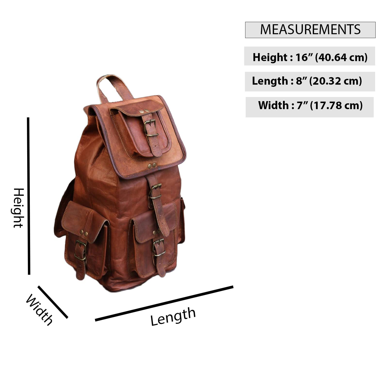 **Madosh Genuine Leather Backpack for Hiking, Camping & Travel - 16