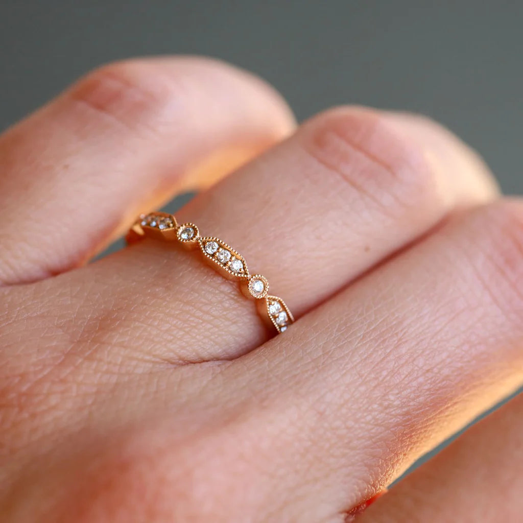 Deco Mini Diamond Band Ring - Elegant & Dainty Jewelry for Women - Perfect for Weddings, Anniversaries & Everyday Wear