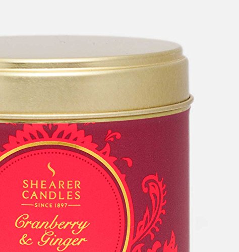 Premium Cranberry & Ginger Scented Tin Candle - Large Red Aromatherapy Candle (7.5 x 7.5 x 7.2 cm) for Home Decor, Relaxation & Holiday Gifts