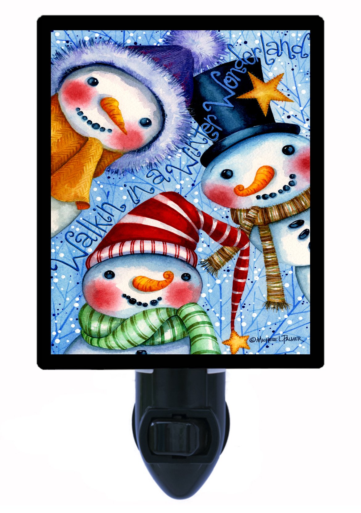 Christmas Snowman LED Night Light - Winter Wonderland Snow Scene Portrait for Bedroom, Nursery, Holiday Decor & Gift Giving