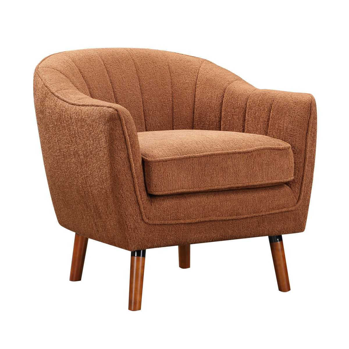 Calypso Accent Chair in Rust - Mid-Century Modern Lounge Chair for Living Room, Bedroom & Office - Comfortable Upholstered Armchair with Wooden Legs