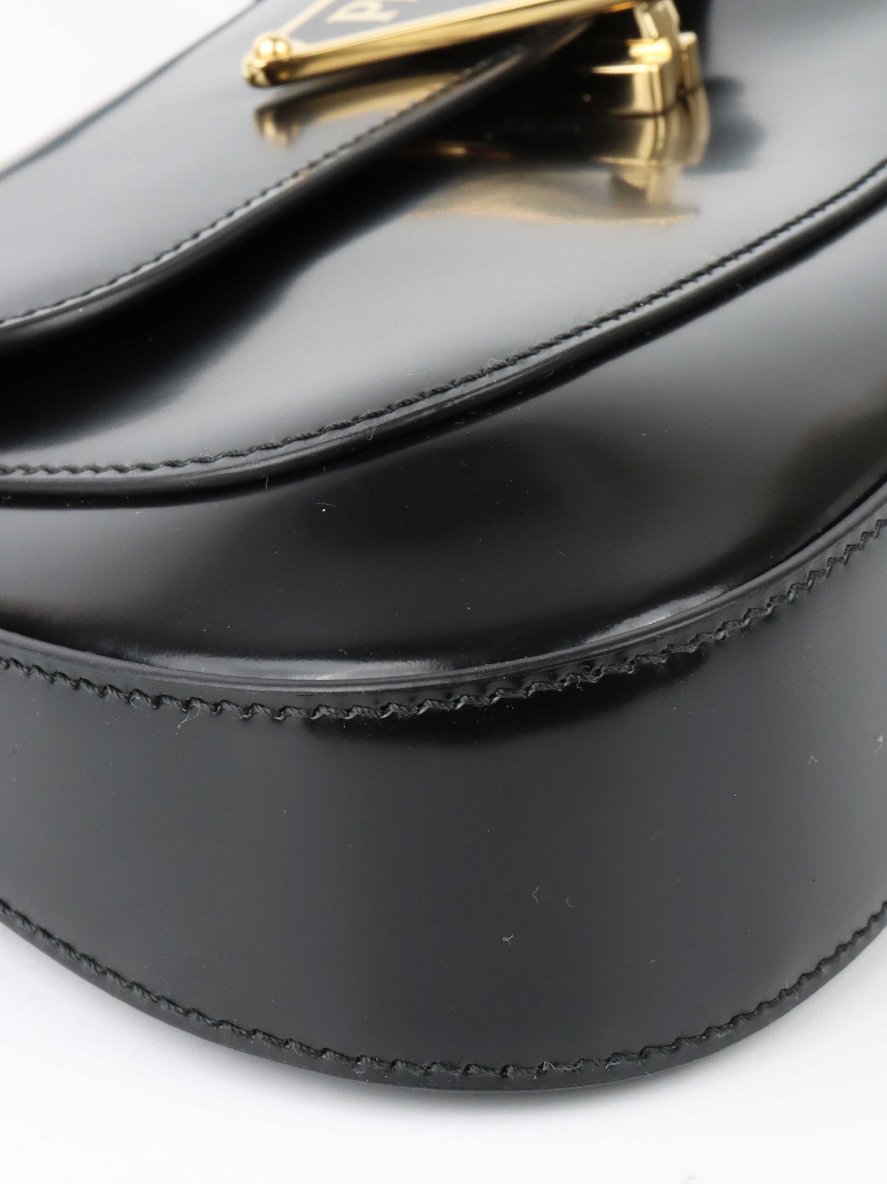 Prada Black Leather Shoulder Bag for Women - Luxury Designer Handbag Purse for Work, Travel & Everyday Use