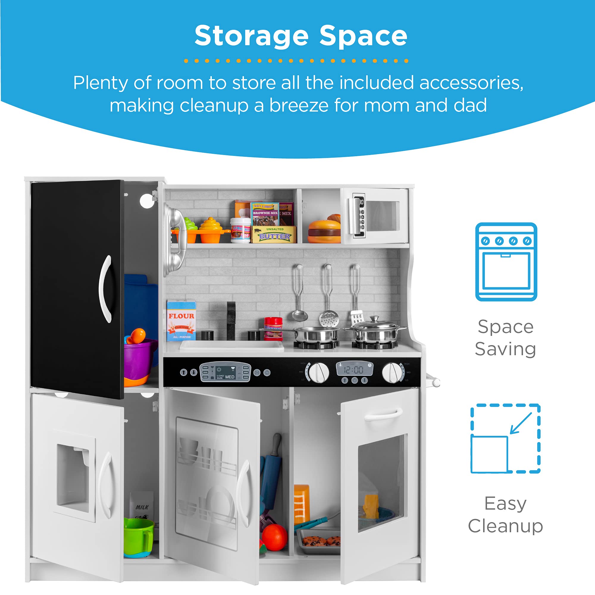 Best Wooden Pretend Play Kitchen Toy Set for Kids - Realistic Design with Telephone, Utensils, Oven, Microwave & Sink - White | Perfect for Imaginative Play, Role-Playing & Early Childhood Development