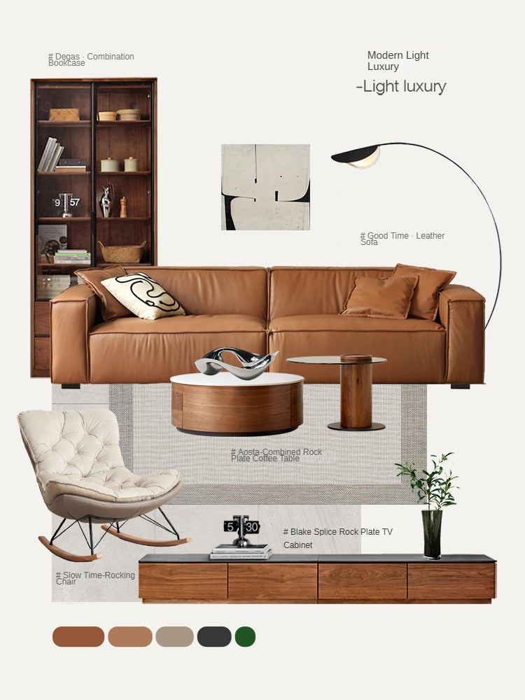 Black Walnut Solid Wood TV Stand with Rock Slab - Rustic Modern Entertainment Center for Living Room, Bedroom & Home Theater