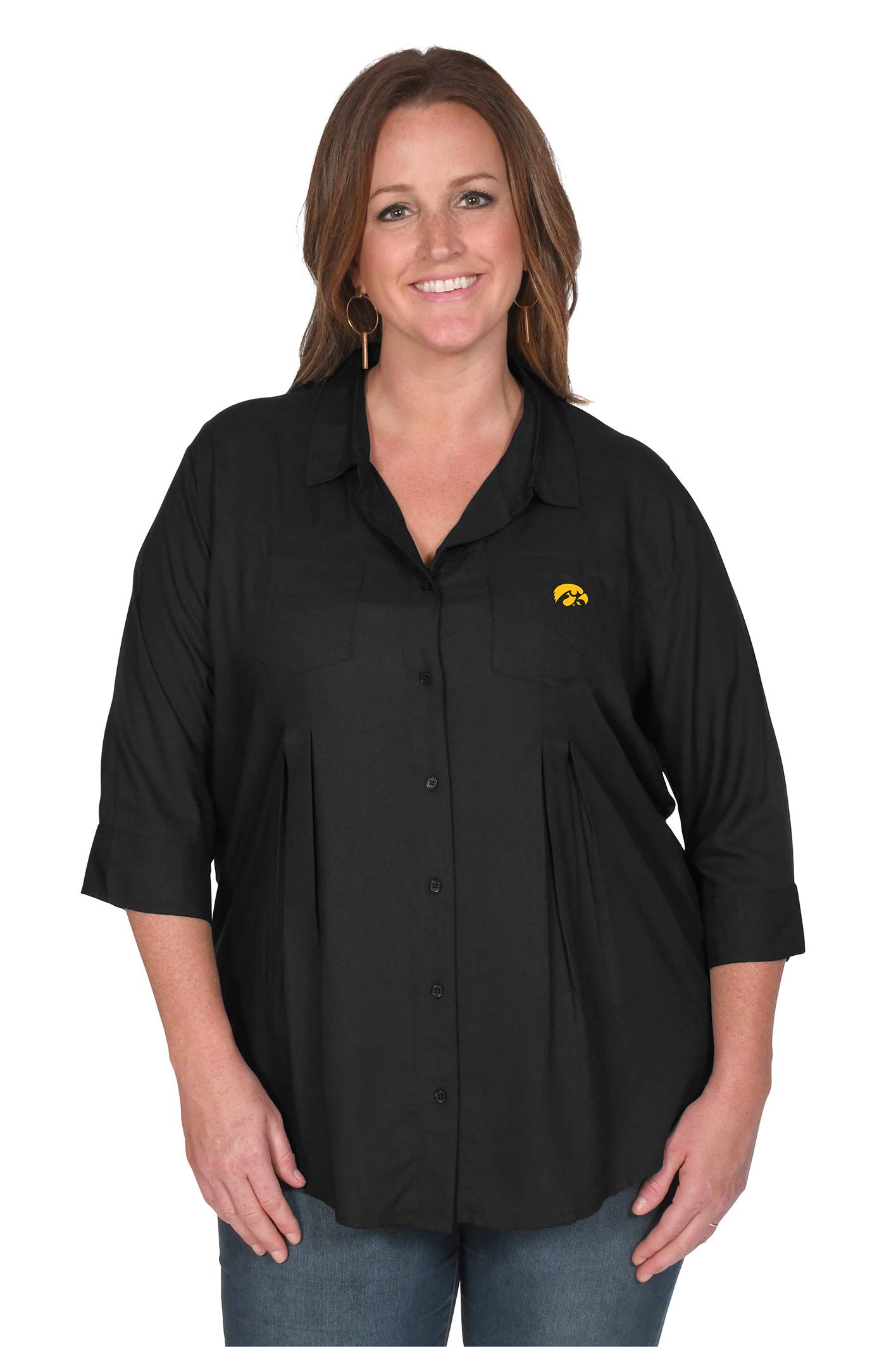 UG Apparel Women's Front Pleat Button-Up Shirt - Stylish Office Blouse & Casual Top (2-Pack) - Perfect for Work, Business Meetings & Everyday Wear