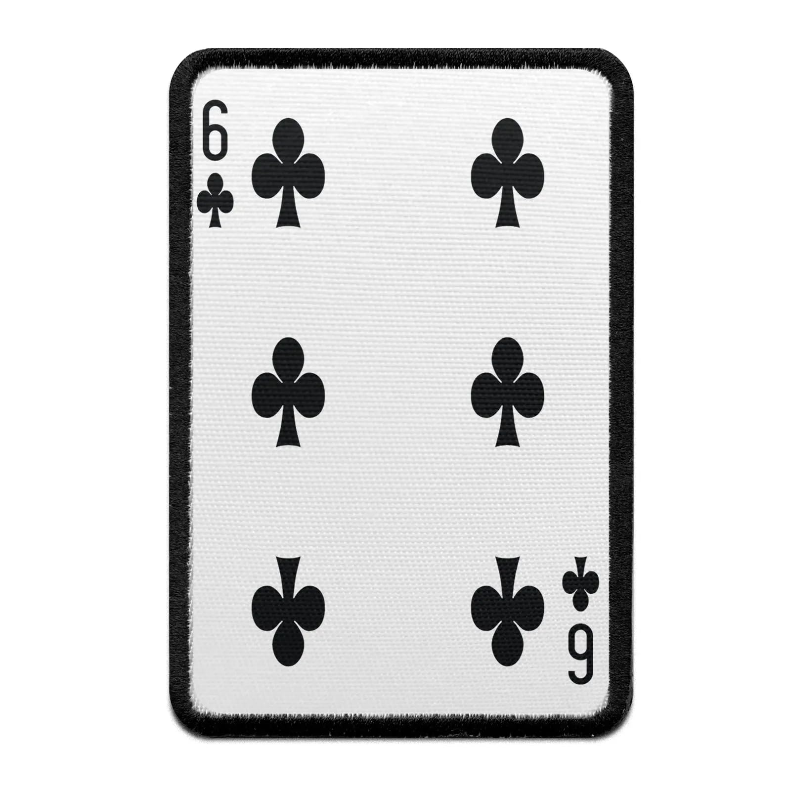 Six of Clubs Playing Card Embroidered Iron-On Patch - Perfect for DIY Clothing, Jackets, Bags & Costume Accessories