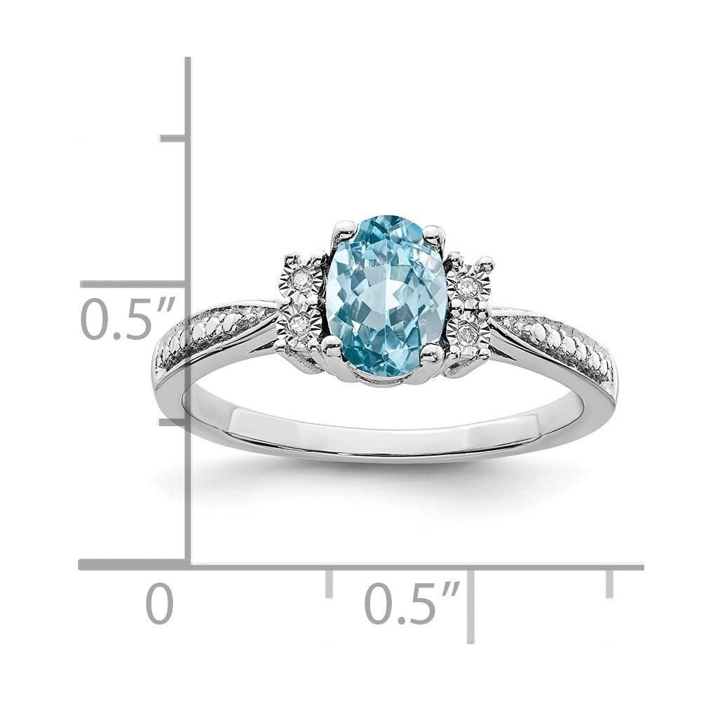 Diamond2Deal 925 Sterling Silver Diamond & Blue Topaz Engagement Ring - 0.92ct, Size 5-10 - Perfect for Proposals, Anniversaries & Romantic Gifts