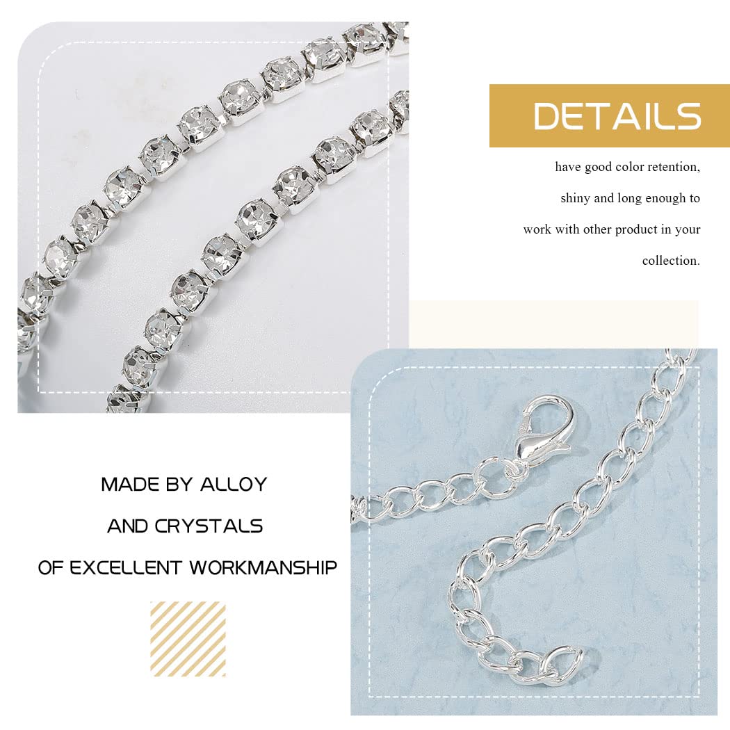 Silver Rhinestone Belly Chain for Women - Sparkly Crystal Body Jewelry, Cute Waist Chain for Girls, Perfect for Rave, Festival, and Beach Accessories