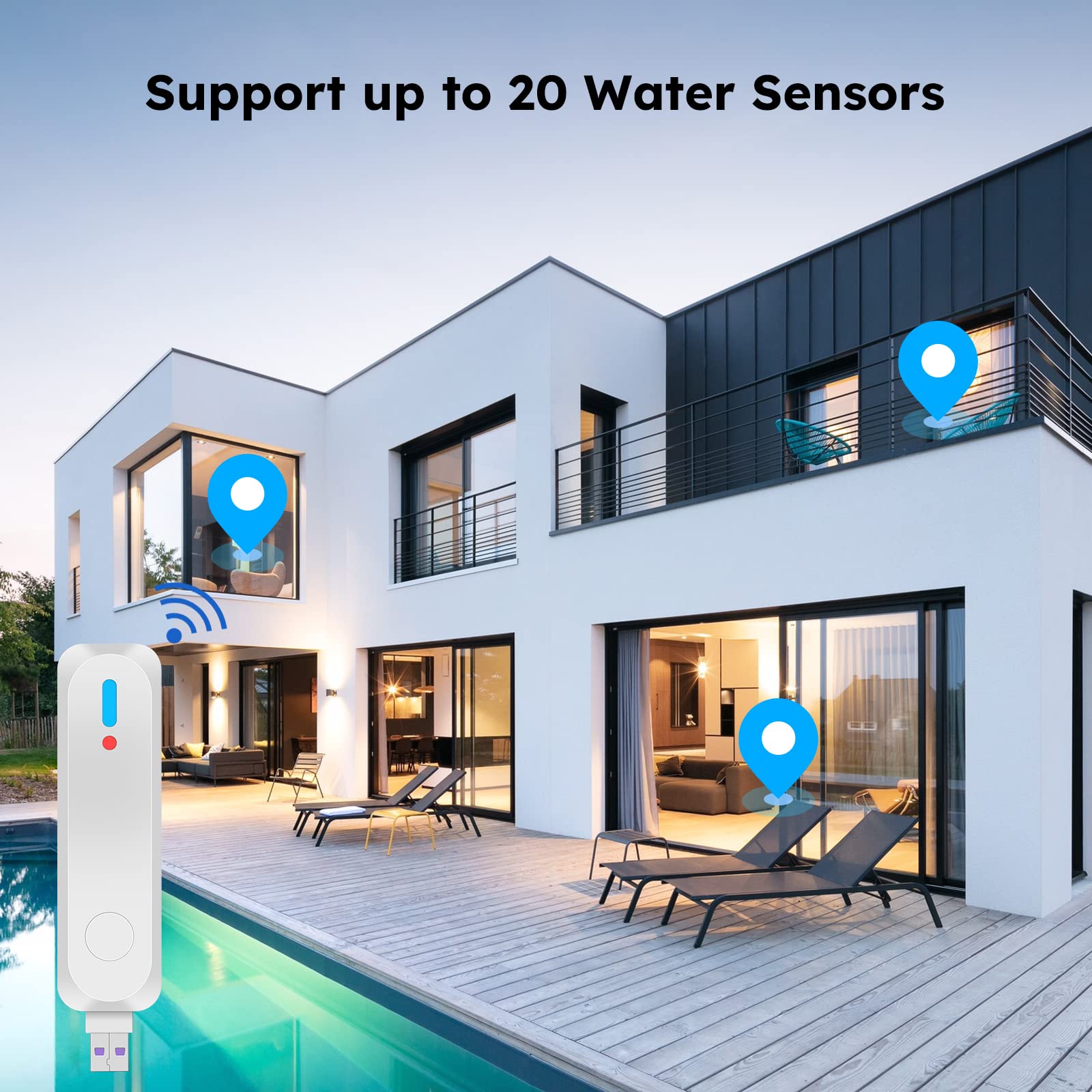 4 Pack WiFi Water Leak Detectors with 120dB Loud Alarm - Smart Leak Sensor for Home, Kitchen, Bathroom & Basement - Drip Alert System for Laundry & Bedrooms (5G WiFi Not Supported) by OUVOPO - Prevent Flood Damage & Protect Your Property