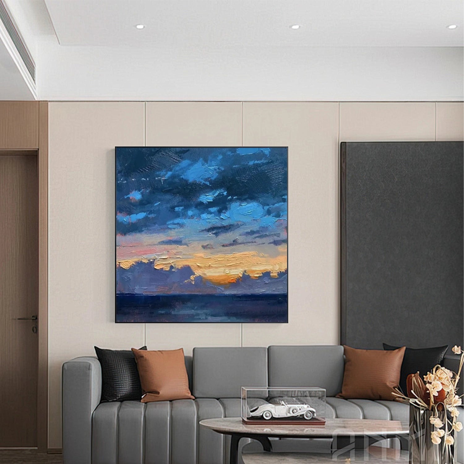 Abstract Wall Art #AB 470 - Modern Canvas Painting for Living Room, Bedroom & Office Decor - Handmade Contemporary Home Decoration