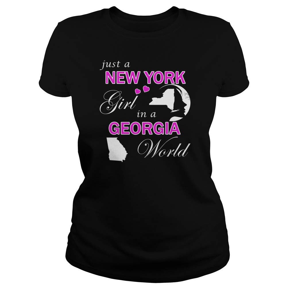 Just a New York Girl in a Georgia World T-Shirt - Vintage Graphic Tee for Women - Casual Cotton Shirt for Everyday Wear - Perfect for Travel, Concerts & Southern Pride Outfits