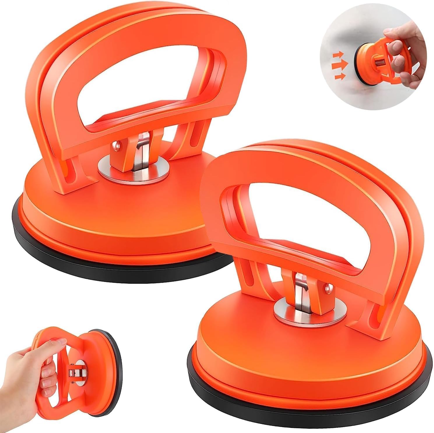 2PCS Car Dent Puller Tool Kit for Car Dent Repair, Glass, Screen, Tiles & Objects Moving, Orange - Perfect for DIY Auto Body Fixes, Home Repairs & Surface Maintenance